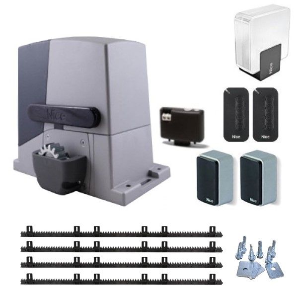 Kit automatizare poarta culisanta Nice RB600P, cu 4 metri cremaliere teflonate - ULTRAMASTER.RO