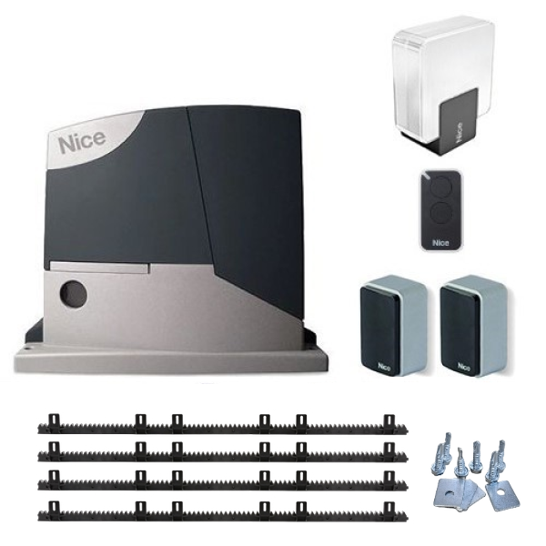 Kit automatizare poarta culisanta max. 400Kg cu 4m de cremaliere teflonate Nice ROAD400KCE - NICE.RO