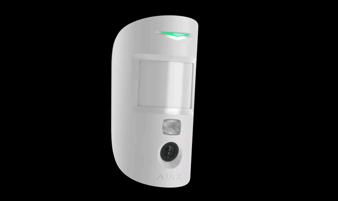 Detector de miscare  wireless PIR cu camera, pentru interior, 12 m, 88.5 grade, pet immunity, RF 1700 m,  AJAX MOTIONCAM (PHOD) - ULTRAMASTER.RO